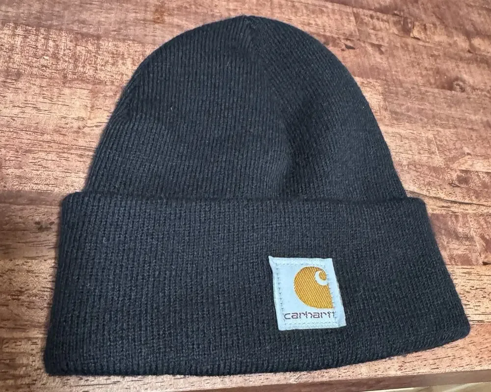 Carhartt Youth Unisex One-Size Knit Beanie Hat Acrylic Winter Stocking Cap Logo